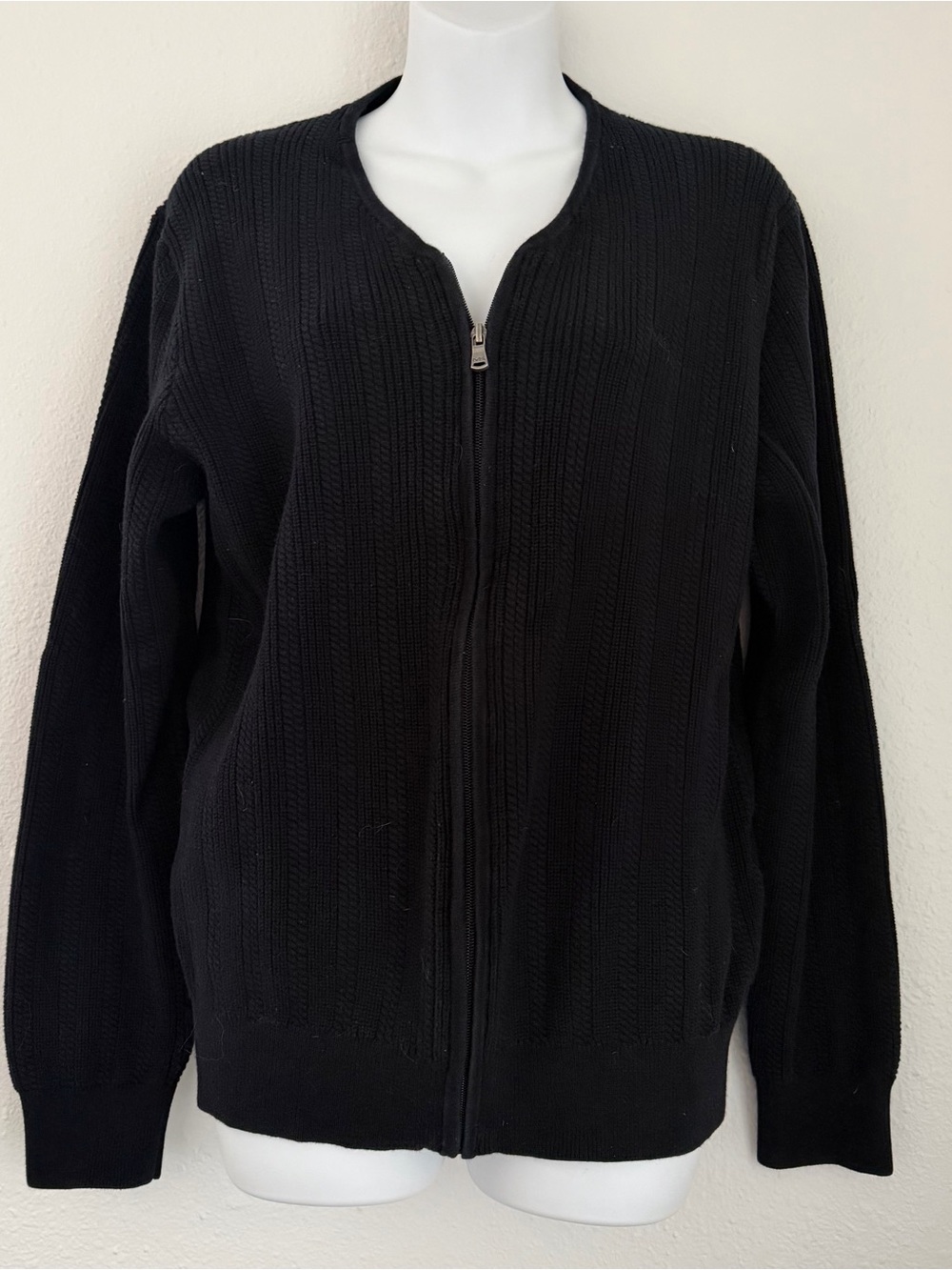 Michael Kors Black Zip-Front Knit Sweater